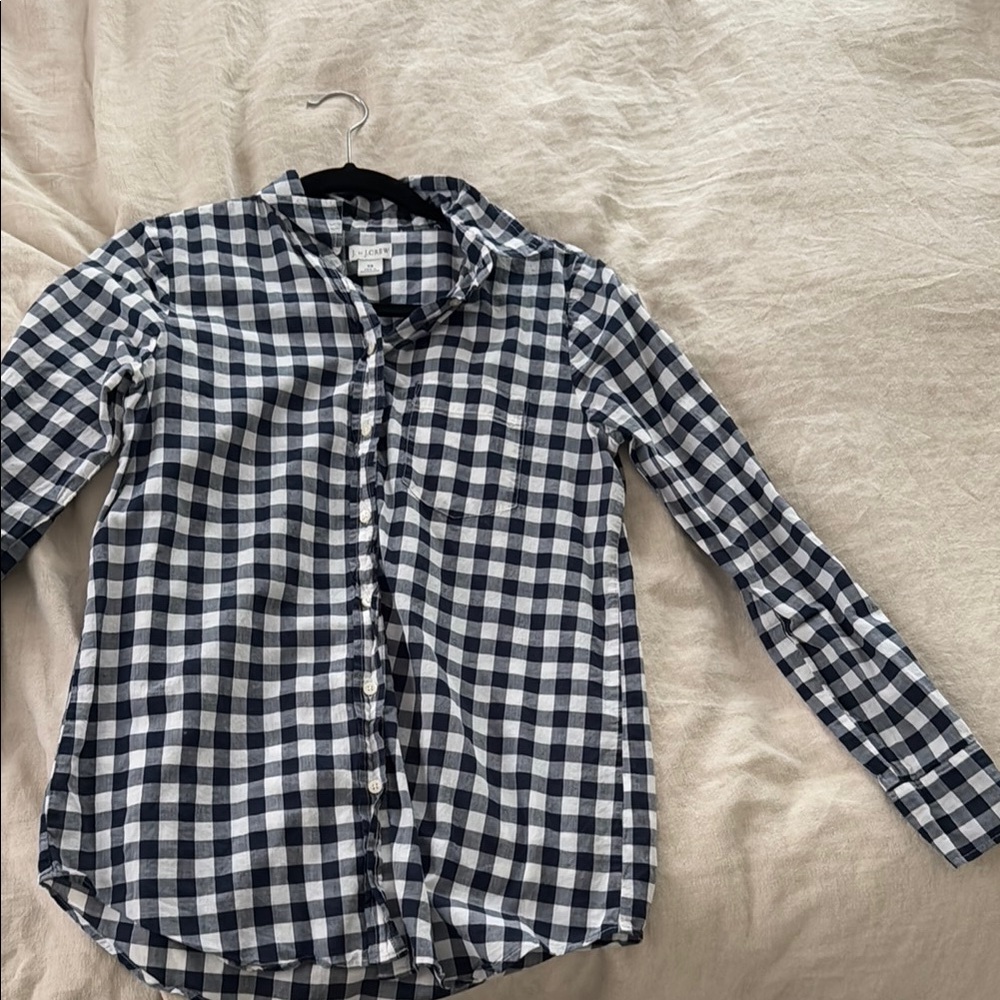 Women’s Dark blue and White Checkered Button-Up Shirt